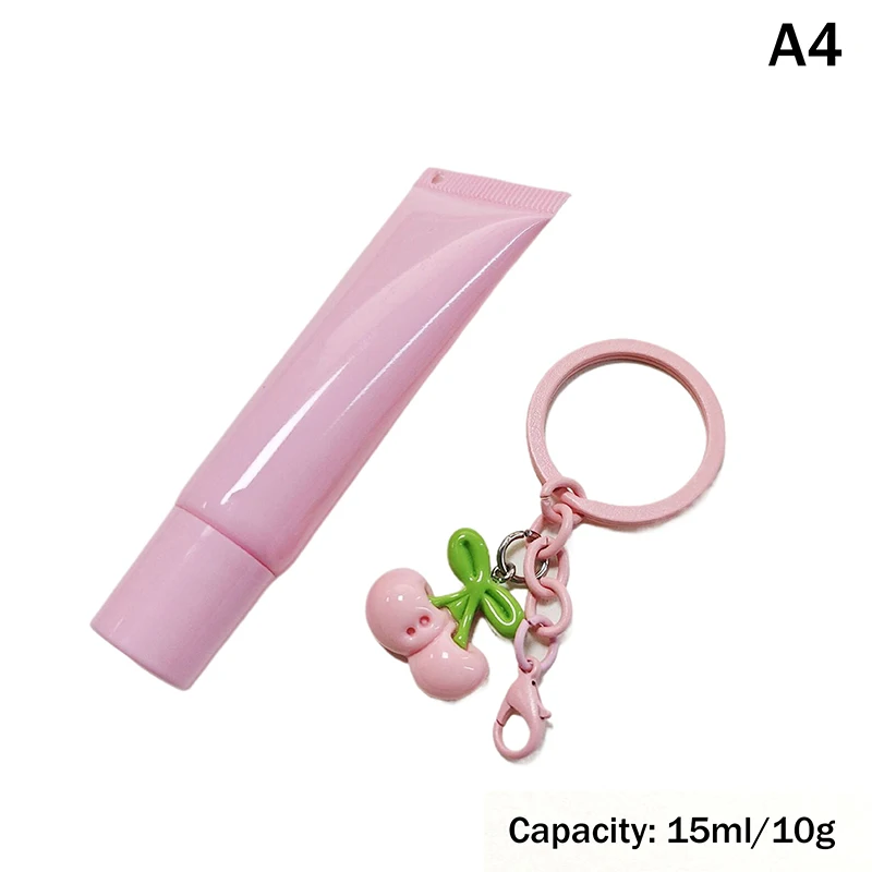 10/15ml Empty Lipstick Tube With Keychain Pendant Squeeze Sub-Bottling Refillable Liquid Container Bottle Lipgloss Sample Bottle