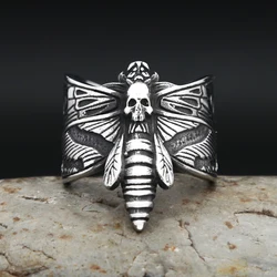 Gothic Fashion Butterfly Skull Rings For Men Women Stainless Steel Punk Motorcycle Opening Ring Animal Jewelry Gift Dropshipping