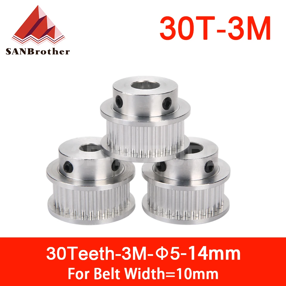 

BF type 30 teeth 3M Timing Pulley Bore 5mm 6.35mm 8mm 10mm 12mm 14mm for HTD belt used in linear pulley 30Teeth 30T