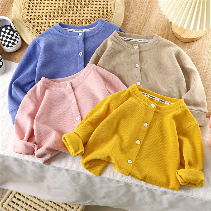 Autumn Cardigan Coats New Kids Single-breasted Cotton Outerwear Spring Knitwear Baby Boys Girls Knit Clothes 1-8 Years