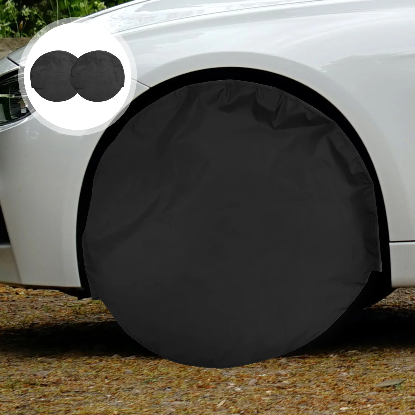 2 Pcs Car Tire Dust Covers RV Wheel Protectors 28.5 Trailer Truck SUV Wheel Covers Black 210D Oxford Easy Install Clean