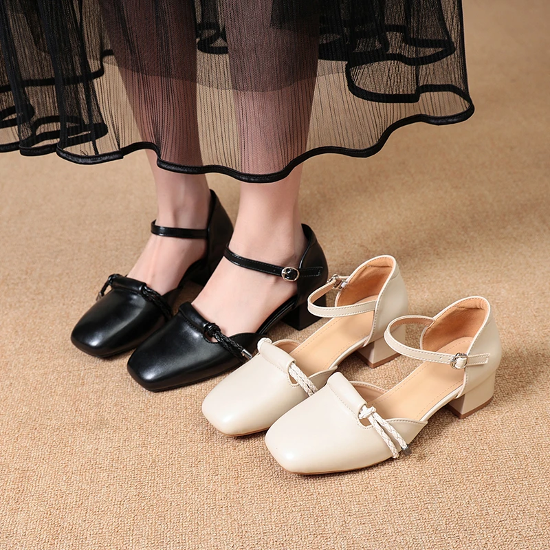 

French Baotou Sandals Women's Shoes 2025 Summer New Style Outerwear Coarse Heels with Skirt Strap Sandals