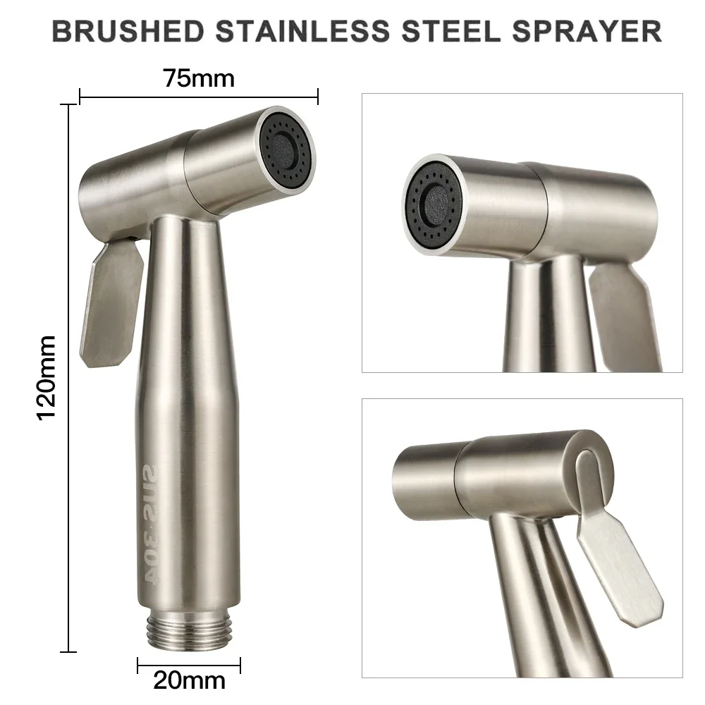 

Stainless Steel Faucet Spray Gun Handheld Toilet Bidet Faucet Stainless Steel Hand Bidet Sprayers Brushed Water Sprayer