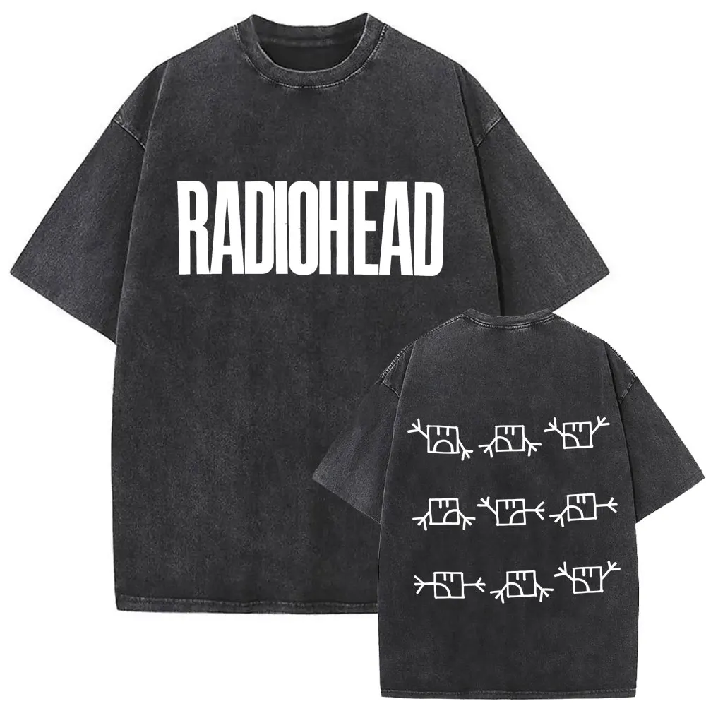 

Washed Vintage Rock Band Radiohead Funny Meme T-shirts Men Women Casual Retro Gothic T Shirts Male Cotton Oversized Short Sleeve