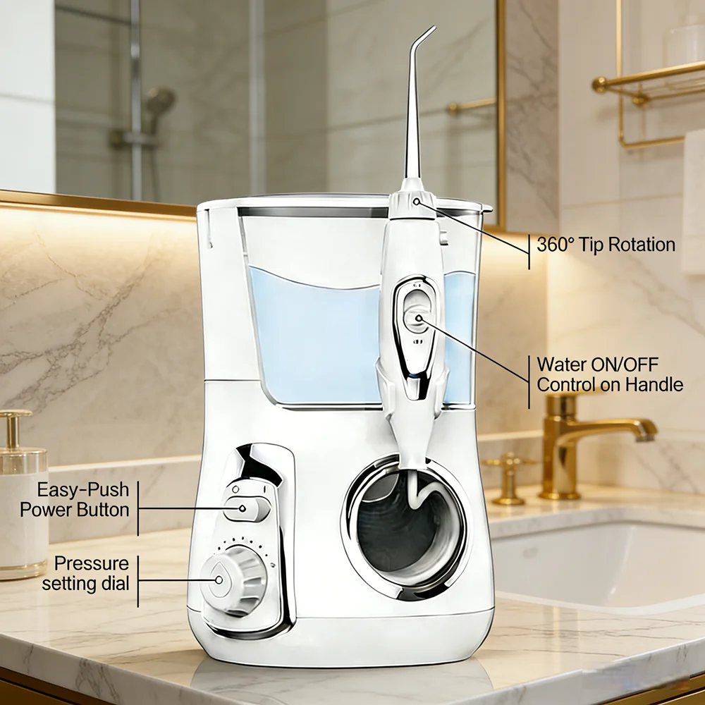 

Electric Water Flosser 800ML 10 Modes 5 Nozzles Countertop Dental Irrigator for Fresh Breath & Gum Care