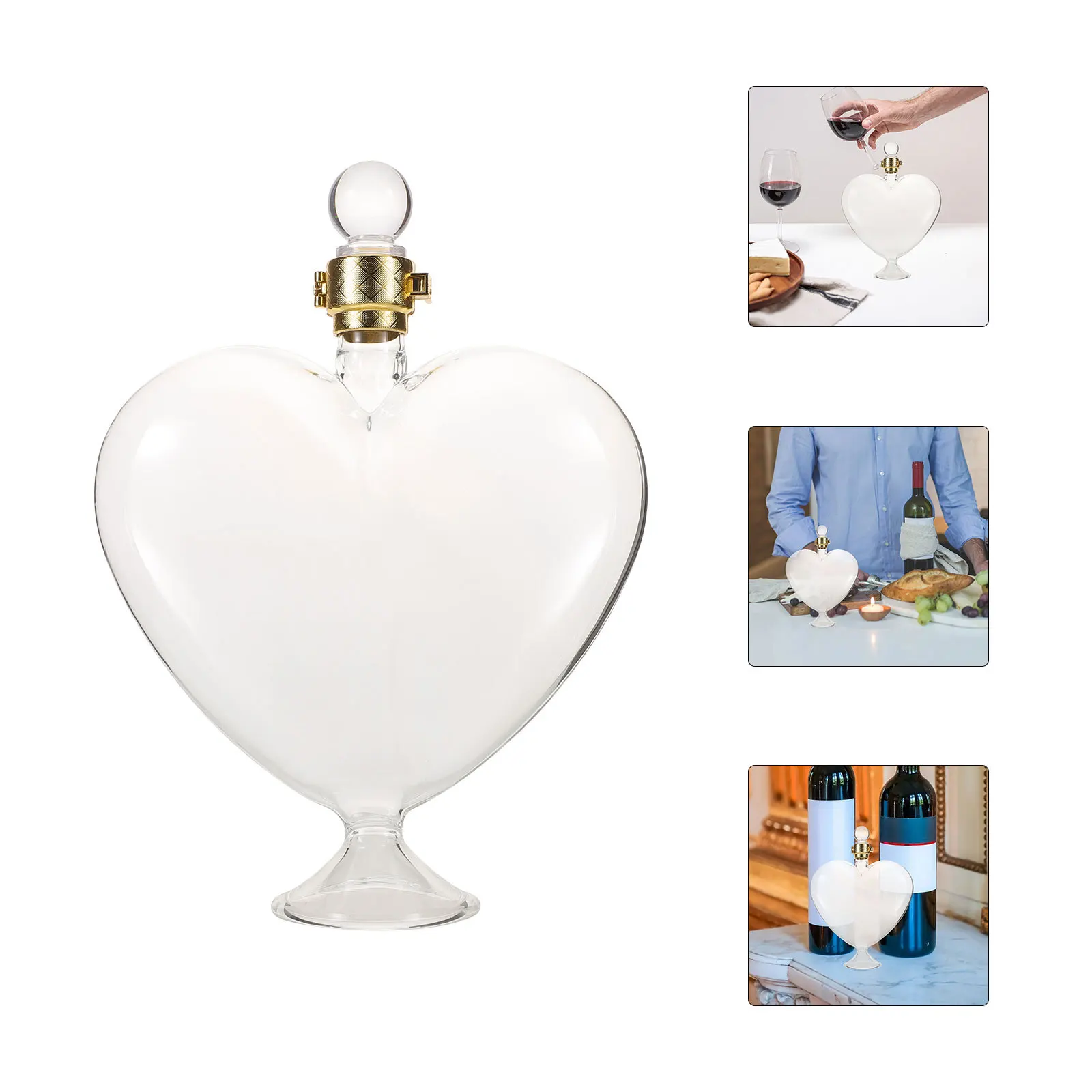 

Handmade Heart Glass Decanter 500Ml Airtight Red Wine Bottle Barware Accessories for Whiskey Vodka Bourbon Fancy Liquor Pourer