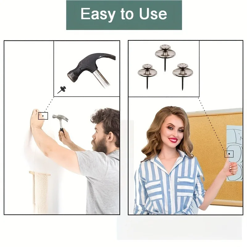 10pcs Double Head Hanging Nails with Transparent Double-ended Hook Nail Flat Pushpin Cork Board Hook Snap