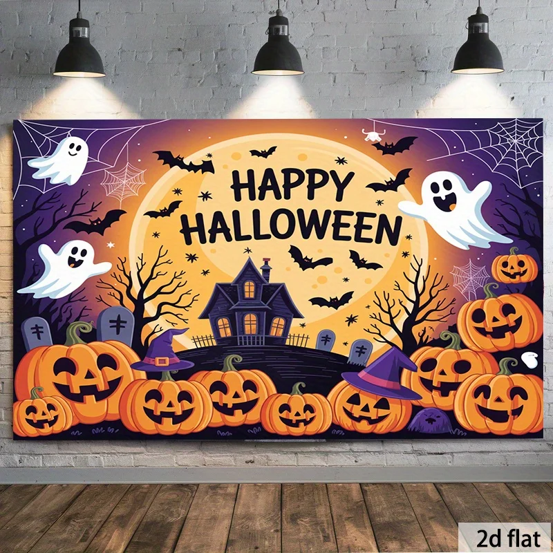 A Two-Dimensional Banner Featuring a Festive Halloween Night Theme, Suitable for Background Decoration, Photo Props, Home And