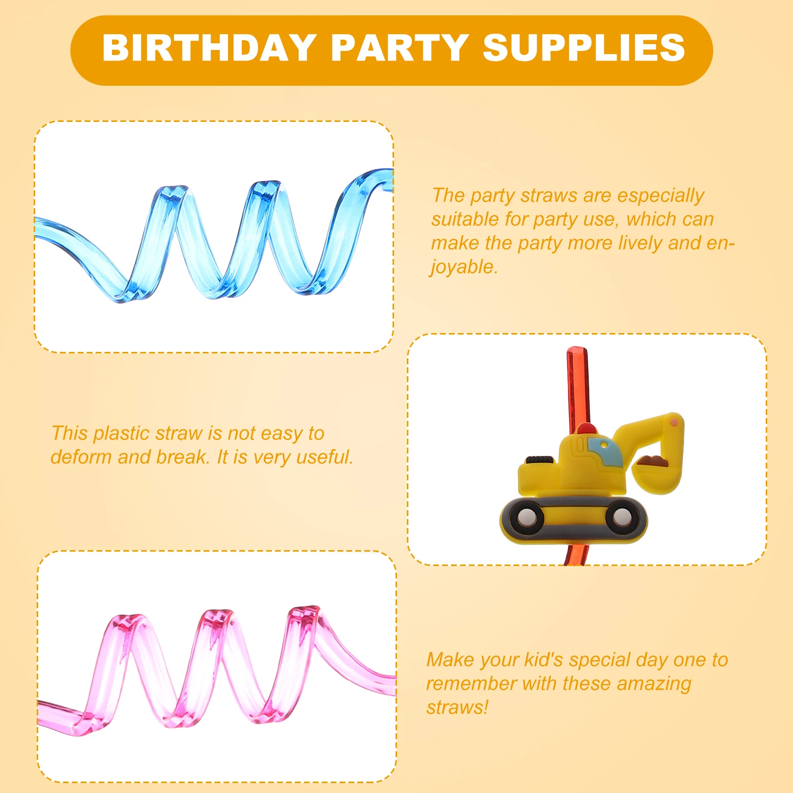

8 Pcs Cartoon Straw Cars Birthday Party Supplies Straws Cocktail Kid Cute Plastic for Kids Children's Favors Baby