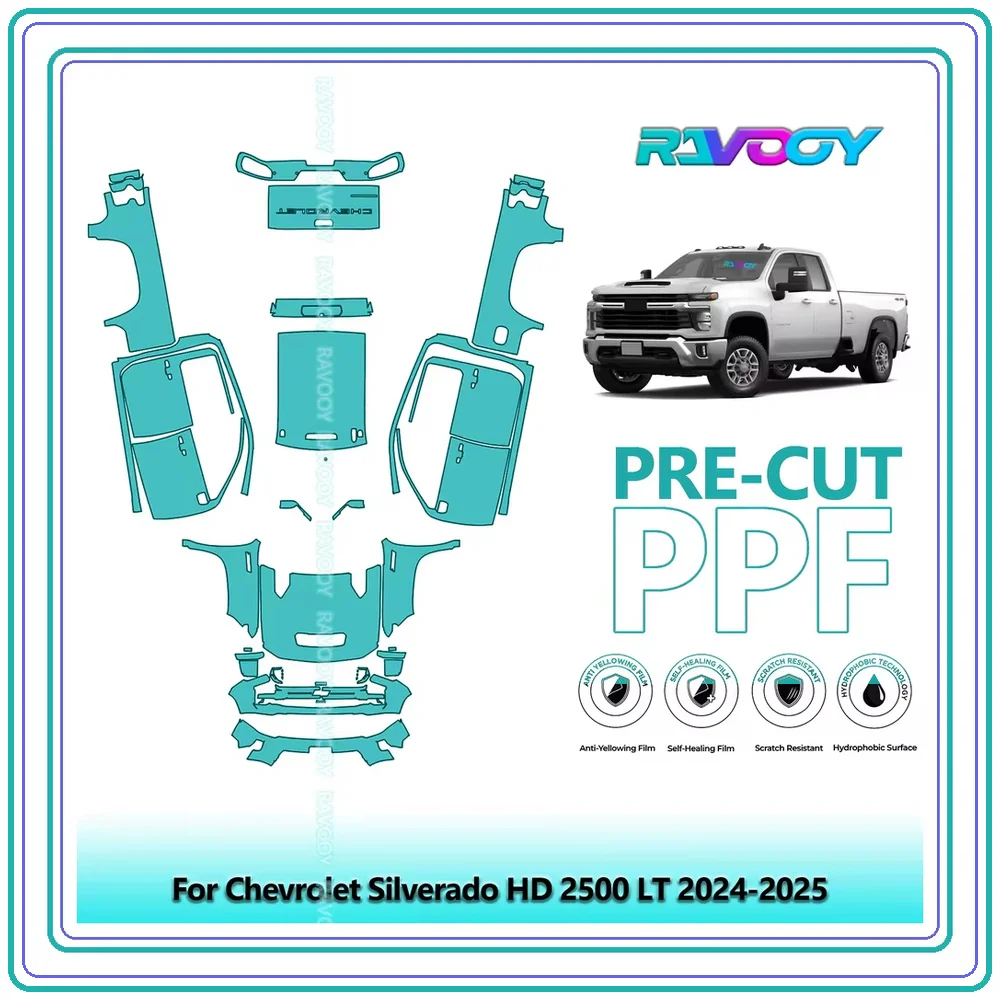 For Chevrolet Silverado HD 2500 LT 2024-2026 8.5Mil Precut TPU PPF Full Body Kit Clear Bra Stone Guard EU UK Car Body Protection