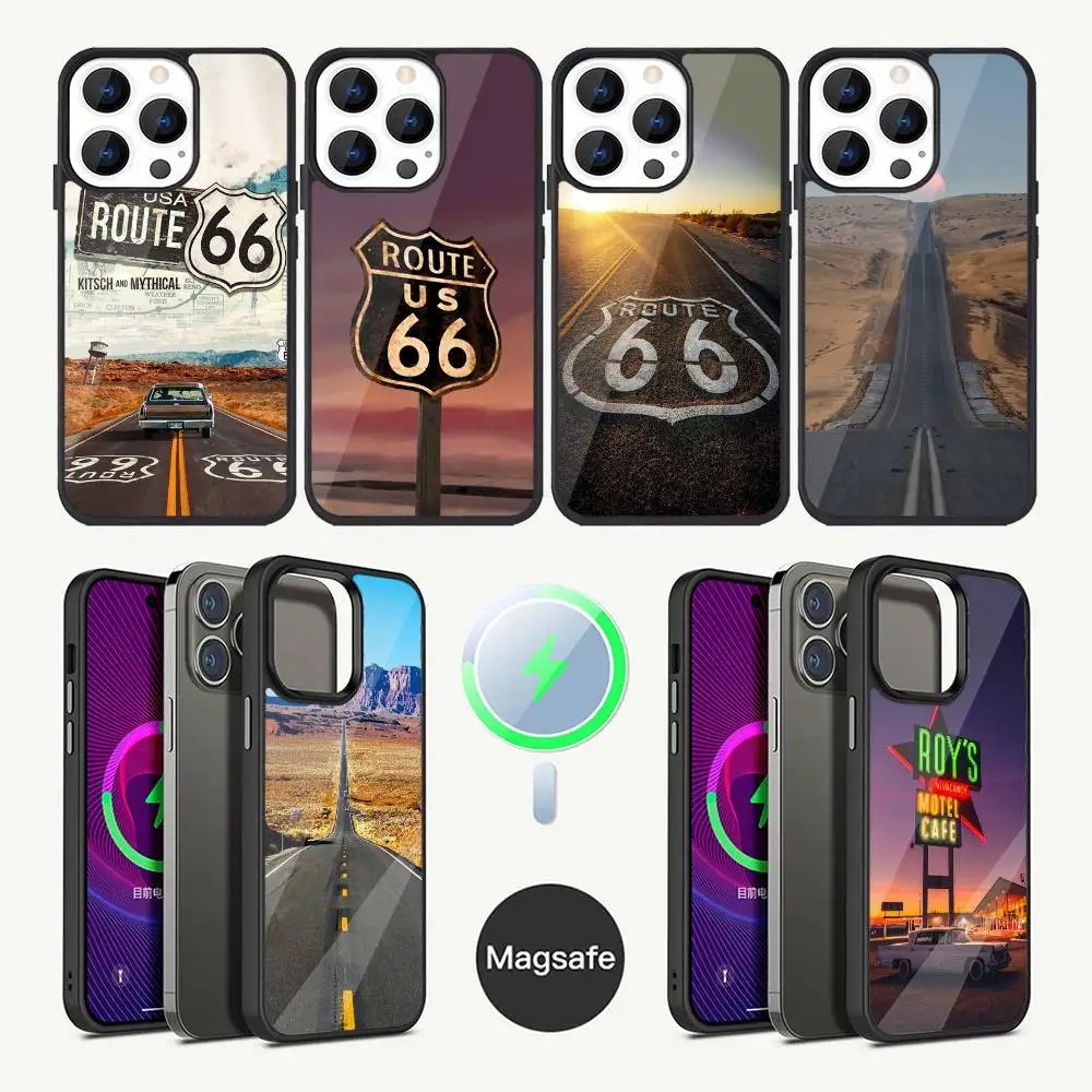 

American Route 66 Phone Case For iPhone 17,16,15,14,13,12,11,Plus,Pro,Max Mini Magsafe Magnetic Wireless Charging