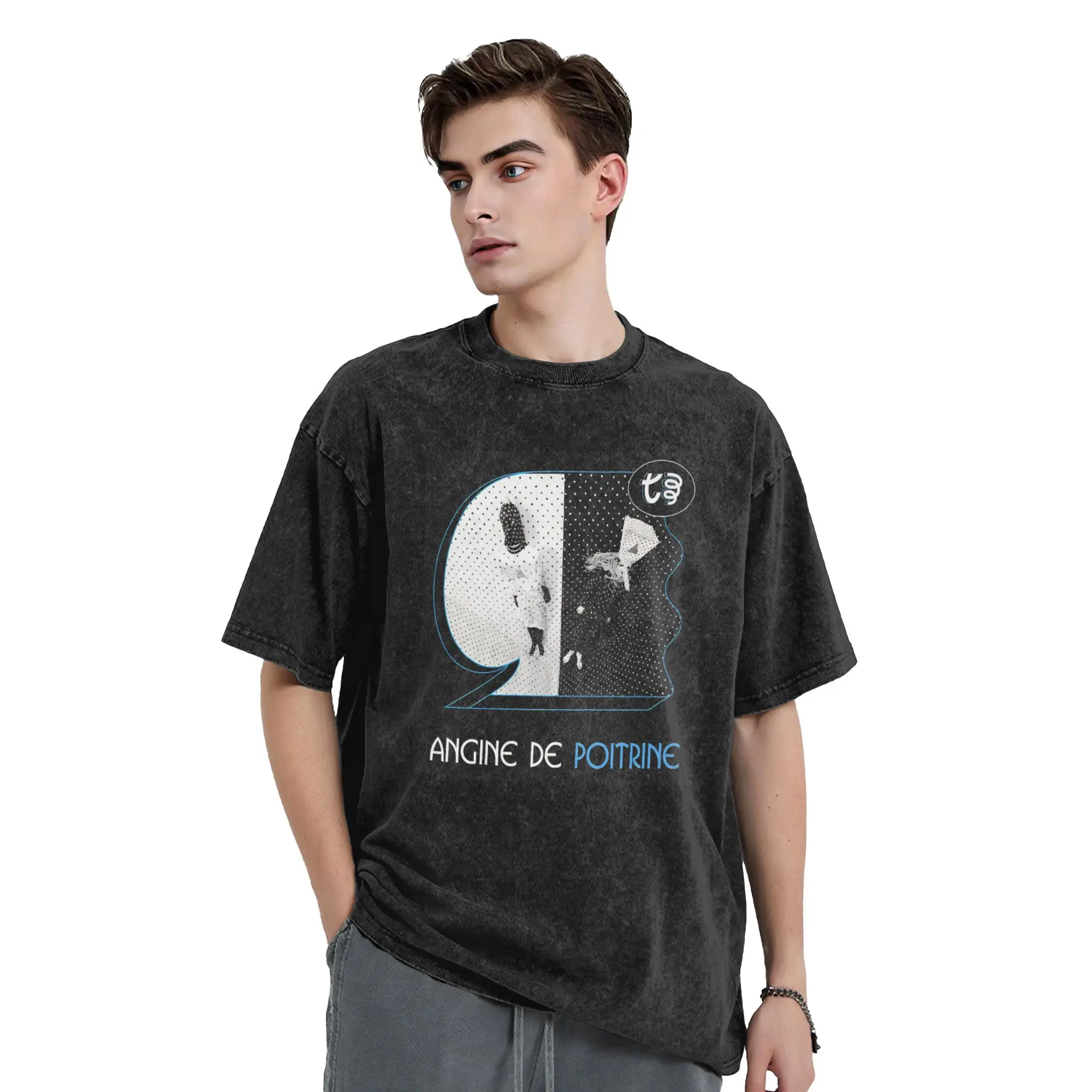 Angine De Poitrine T Shirt Washed 100% Cotton Oversize T-Shirt Quebec Duo Sherpa Mantra Men Women Tops Graphic Printed Tee Shirt