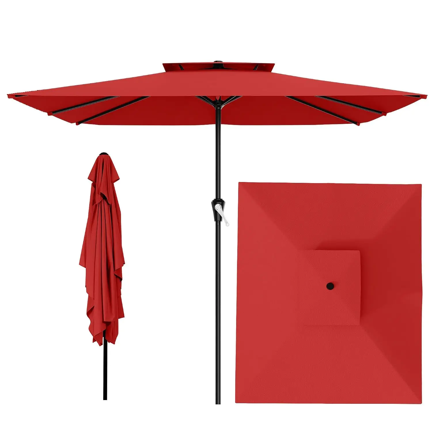 Large Umbrella Patio Outdoor w/ Tilt and 8 Sturdy Ribs, UV-Protection Market Umbrellas for Pool, Deck, or Garden