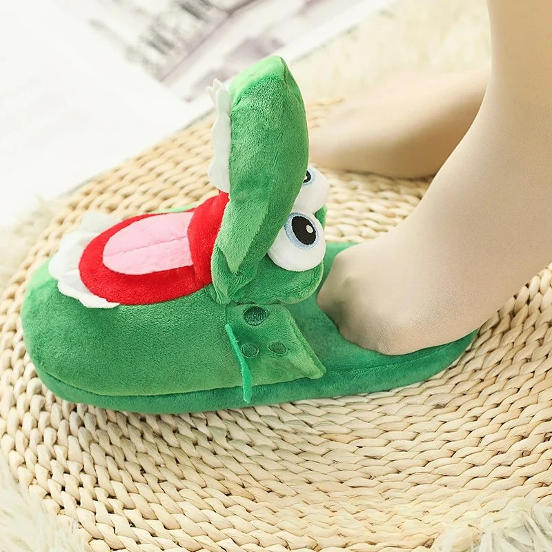 

Man Women Slipper 2026 Winter Mouth Opening Home Slipper Shoes Crocodile Slippers Cute Spoof Cotton Animal Shoes