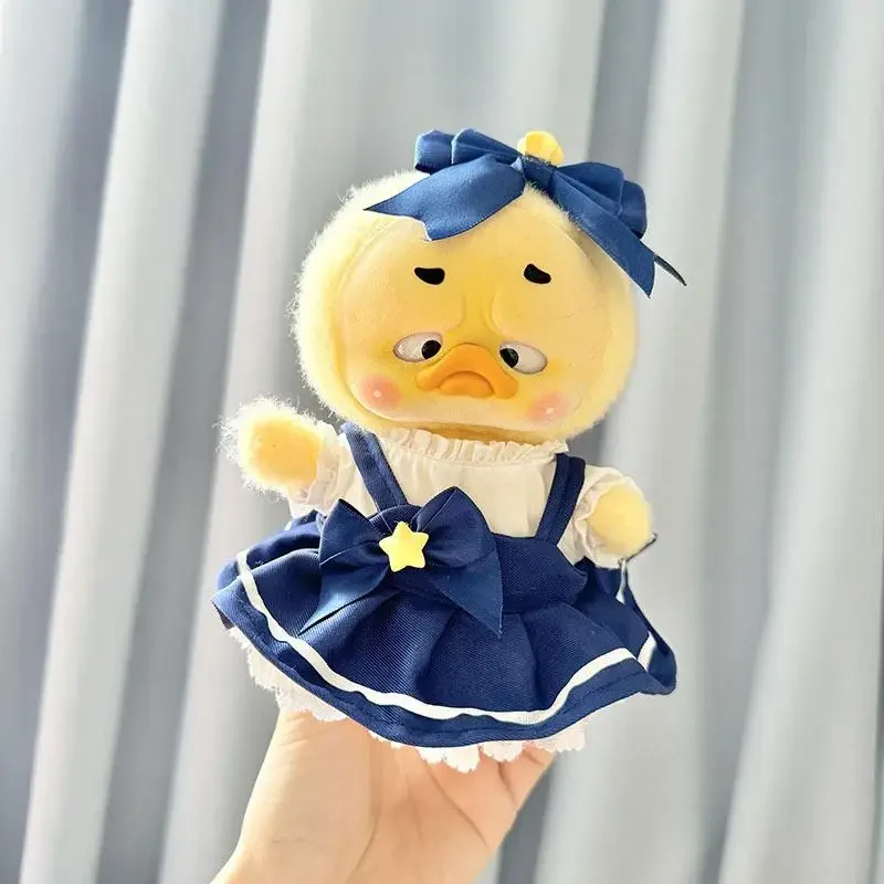 For 20 cm Upset duck plush doll baby clothes pink and blue cherry skirt set Dolls Accessories Cute Decoration