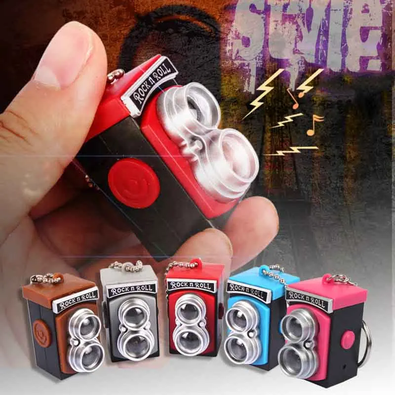 Simulation Retro Camera Toy Model Creative Fun LED With Sound Light Keychain Pendant Children's Glowing Toys Gifts