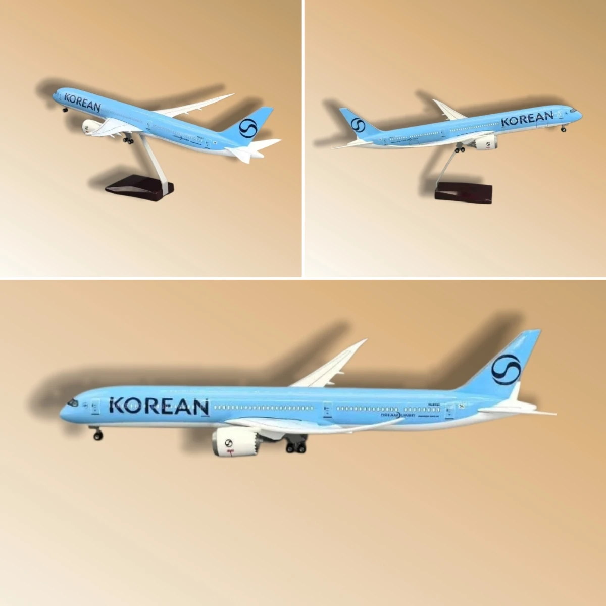 b787-100韓国航空185インチ（約）-47cm-大型ダイキャスト航空機モデルキット-1-150スケール-ディスプレイスタンド付き-—-航空機モード