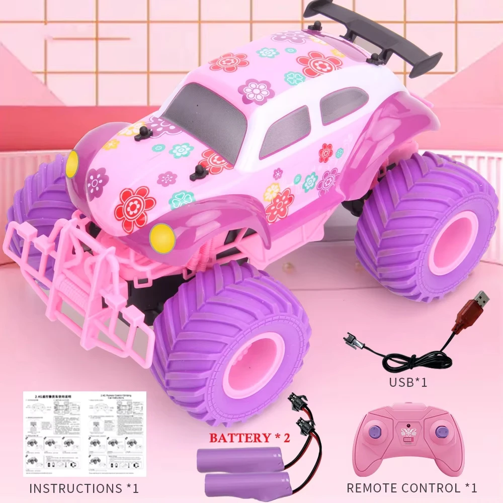 1/16 4WD RC Off Raod Car LED Lights 2.4G Remote Control Princess Car for Girl Buggy Off-Road Truck Kids Race Game Children Gifts