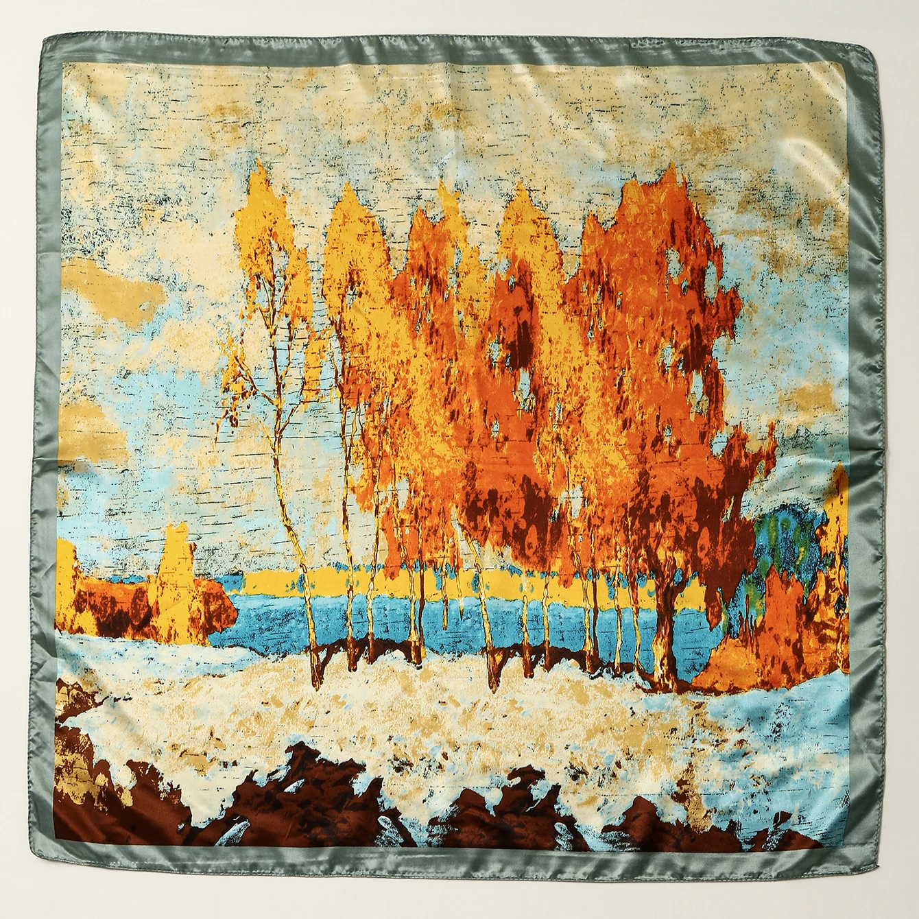

90*90cm Square Silk Scarves Women Hijab Shawls Fashion Print Kerchief Satin Silk Femme Head Scarf Foulard Bandana Beach Pareo