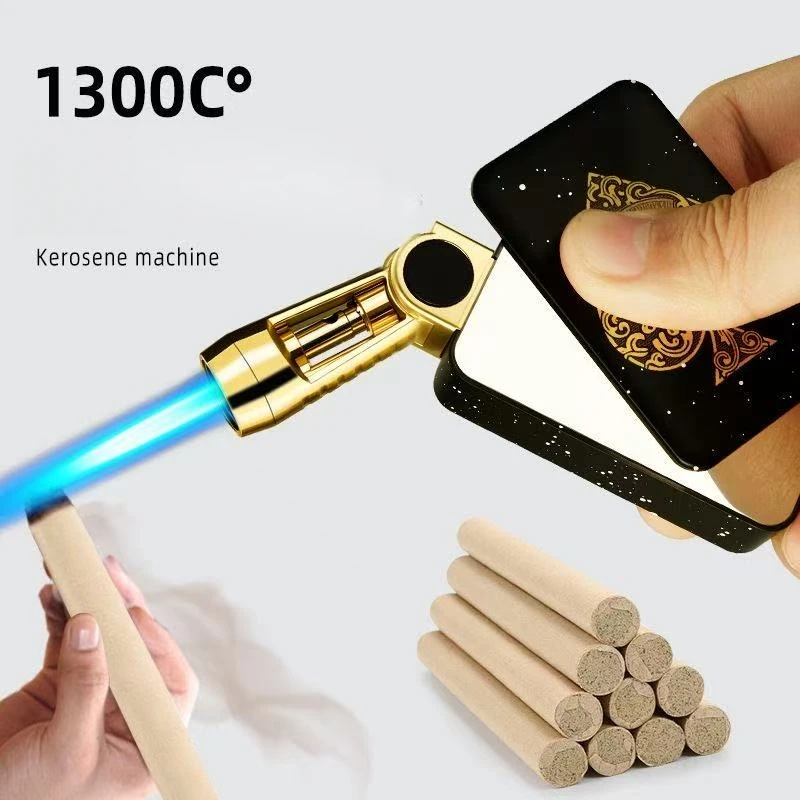 

New Metal High Temperature Spray Gun Lighter Windproof Spray Flame Belt 45 ° Flexible Nozzle Outdoor Portable Lighter Gift