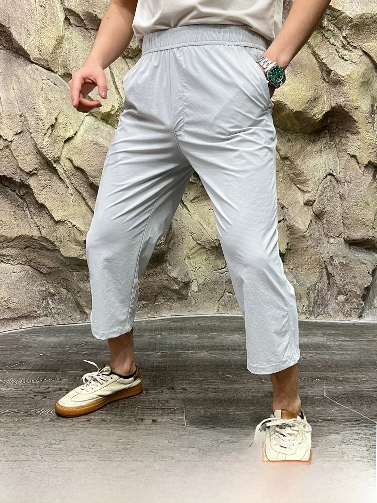 

Lightweight Breathable Men's Casual Pants Spring Summer Qui Dry Elastic Seven-Foot Ci Outdoor Sle Polyester Fiber