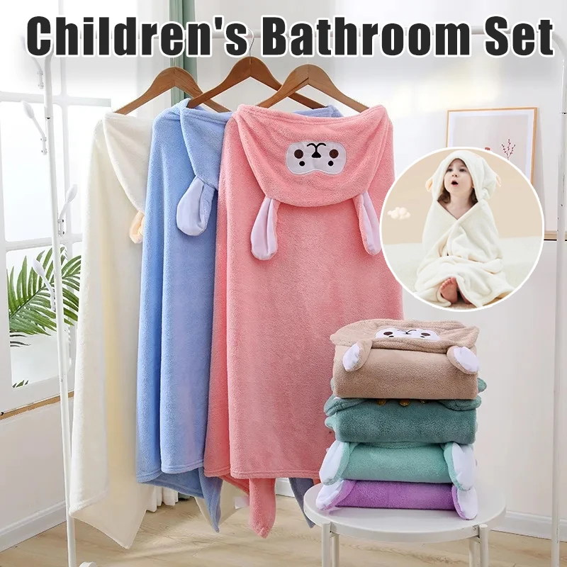

Банное полотенце из кораллового флиса с капюшоном для детей, супер впитывающее быстросохнущее мягкое полотенце-накидка с героями мультфильмов для маленьких детей