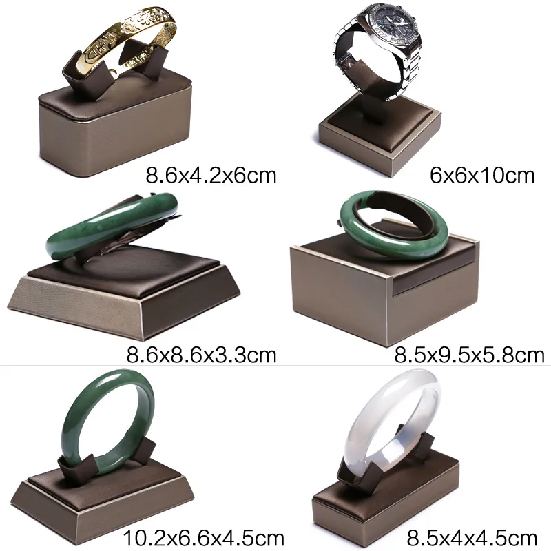 

Brown PU Leather Bracelet Pendant Necklace Jewellery Display Counter Stand Holder Bust Ring Earrings Presentation Shelf