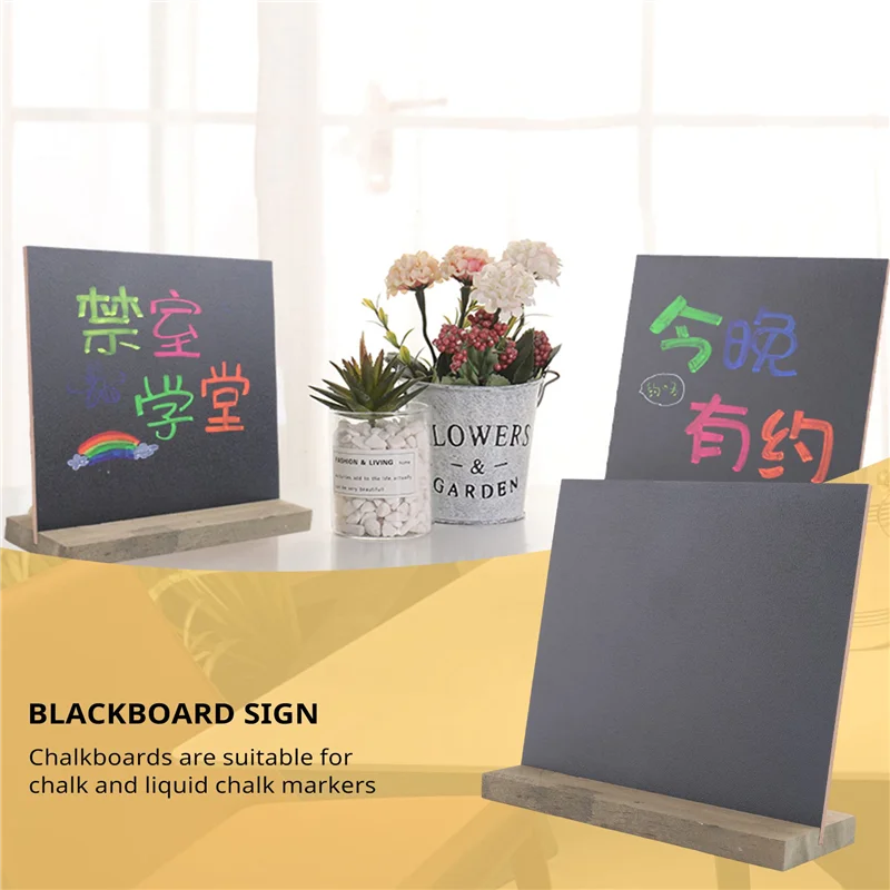 AM-6 Pack Rustic Chalk Board Sign With Wood Stand For Wedding Decorations Signs Labels 6X5 Inch Blackboard