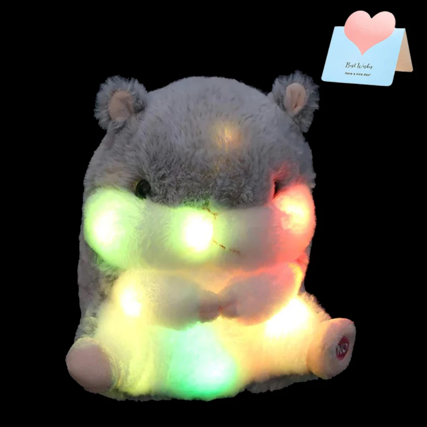 

20cm Glowing Hamster Doll Toys LED Light-up pet rat Plush Toys Soft Cute Luminous Stuffed Animals KIds Birthday Gift for Girls