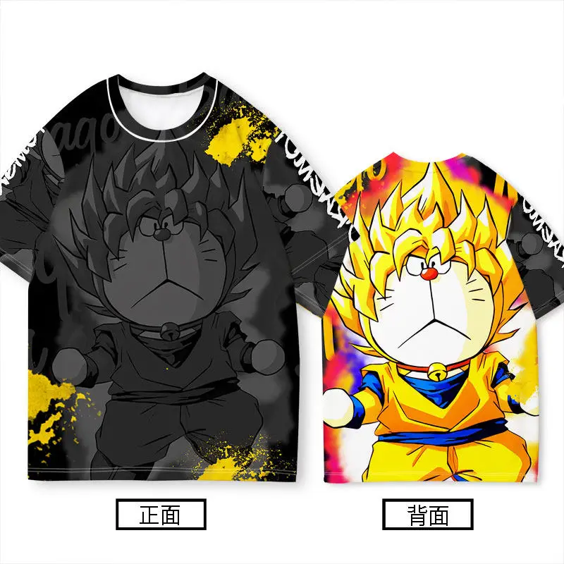 

Bandai Doraemon Dingdang Cat Anime Collaboration Sun Wukong Dragon Ball Short Sleeve Quick Drying Breathable T-shirt