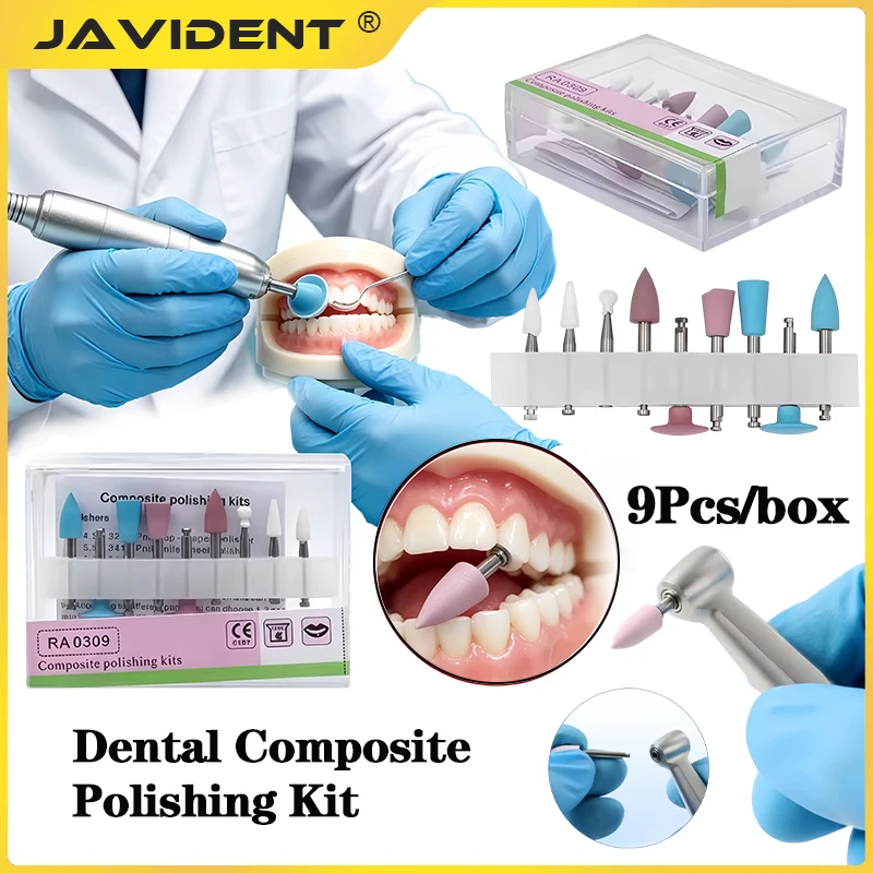 9Pcs/Box Dental Composite Polishing Kit for Low Speed Handpiece Contra Angle Resin Sanding Polishing Set Dentistry Tool