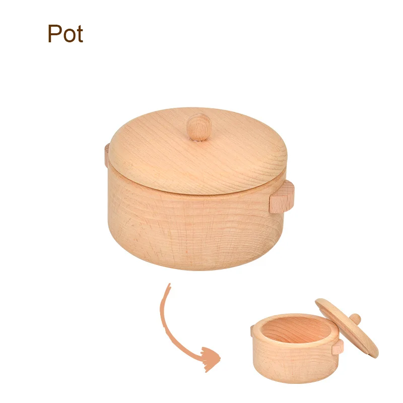 300pcs Wooden Kitchen Toys Cooking Pots Imitation Game