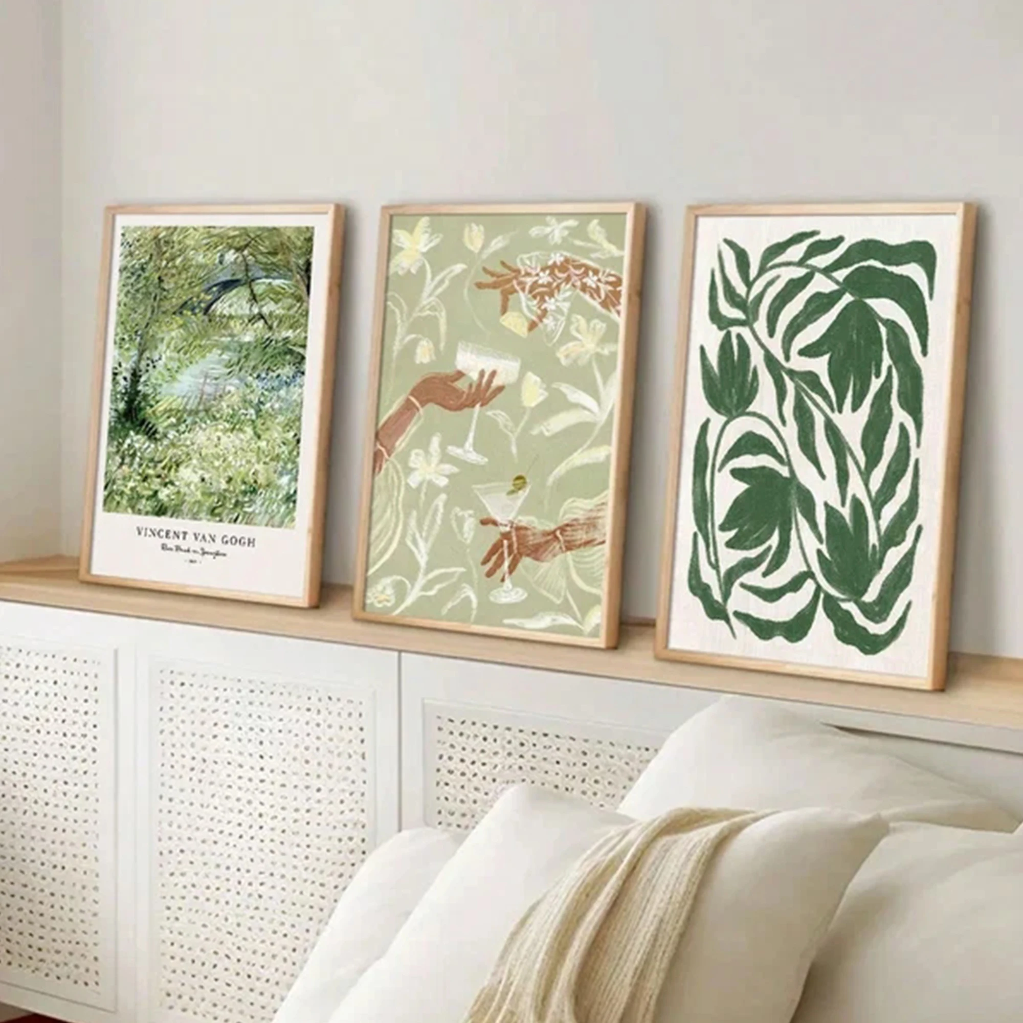 3pcs frameless Canvas Painting 3pcs Modern Abstract Green Plants Cheers Art Wall Art Print Canvas Painting Poster Picture For Li