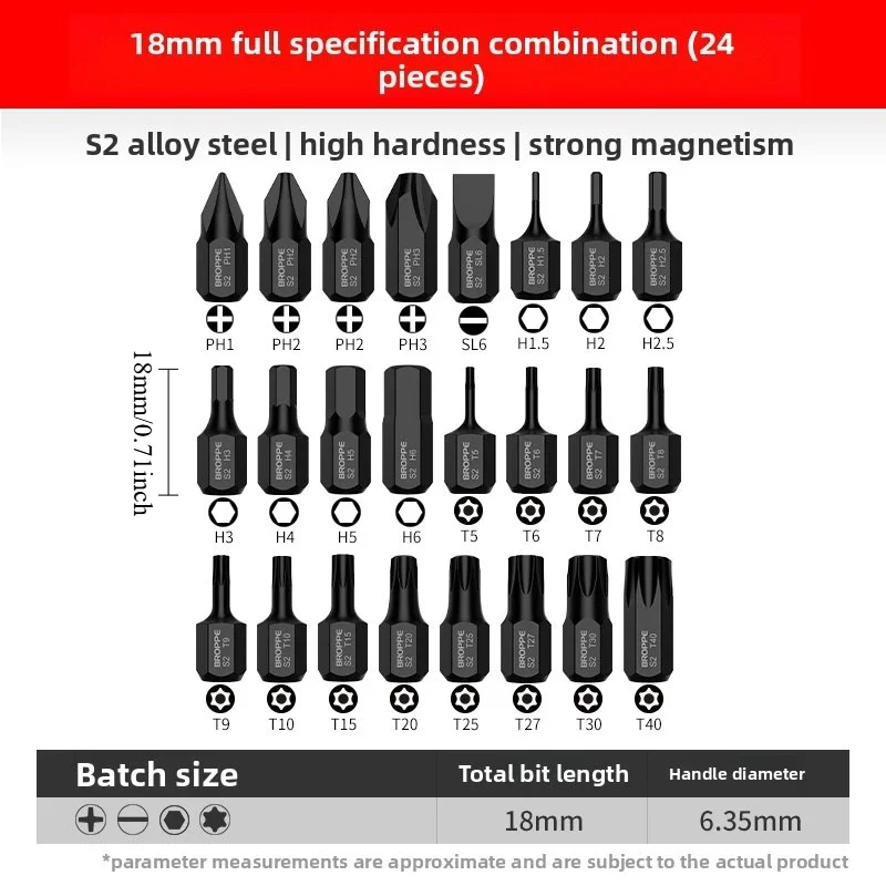 24-teiliges 18mm langes Super-Kurz-Schraubendreher-Bit-Set mit Sechskantschaft, Phillips, Schlitz, Torx T5-T40, H1.5-H6, PH1, PH2, PH3, SL6 für Werkzeugkasten – Detail 9