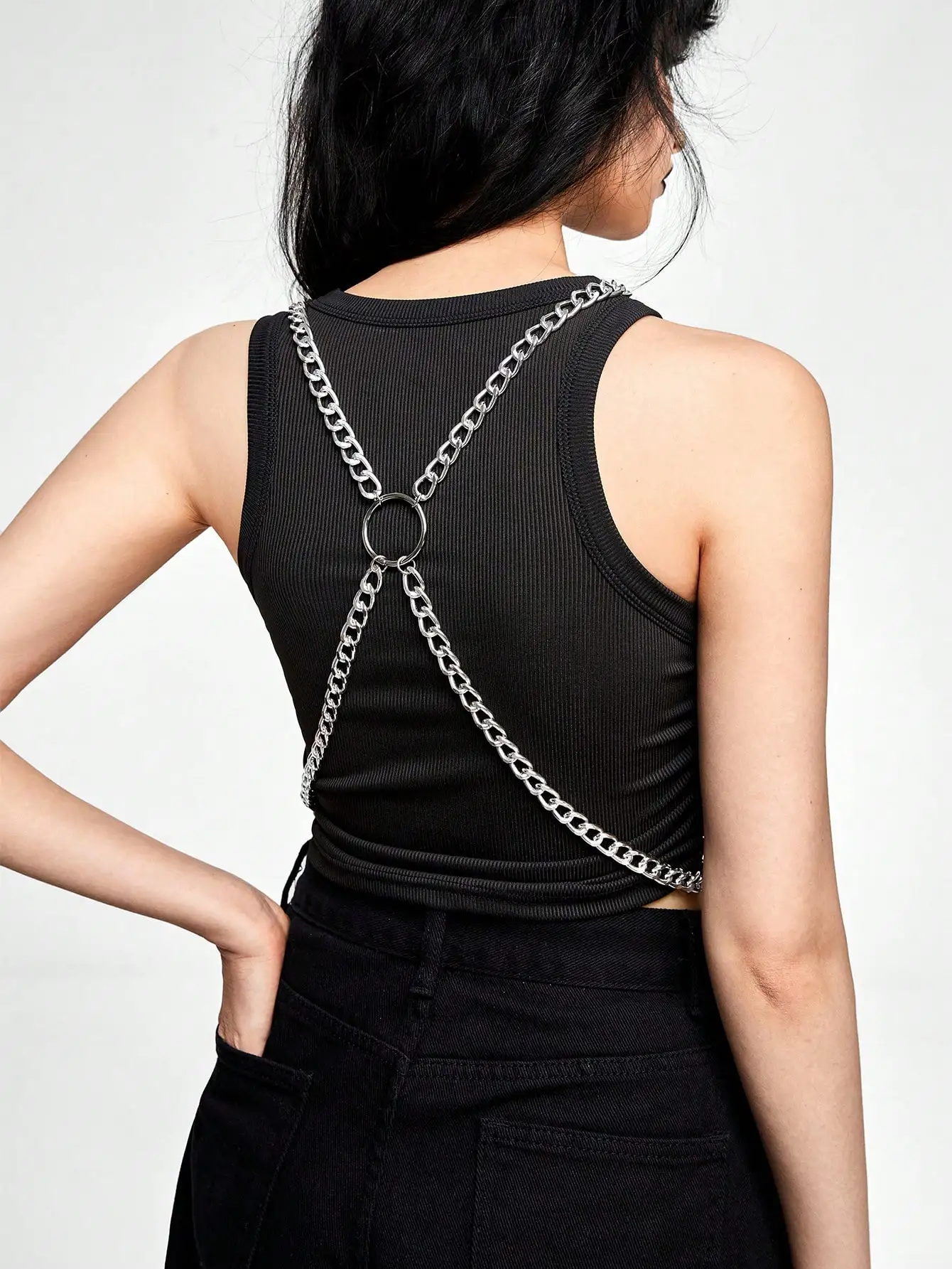 HERSHINE Women's Sexy Silver Ring Spike Body Chain Set, Y2K Gothic, Punk, Harajuku, Rock & Hip Hop Accessories，spring，summer