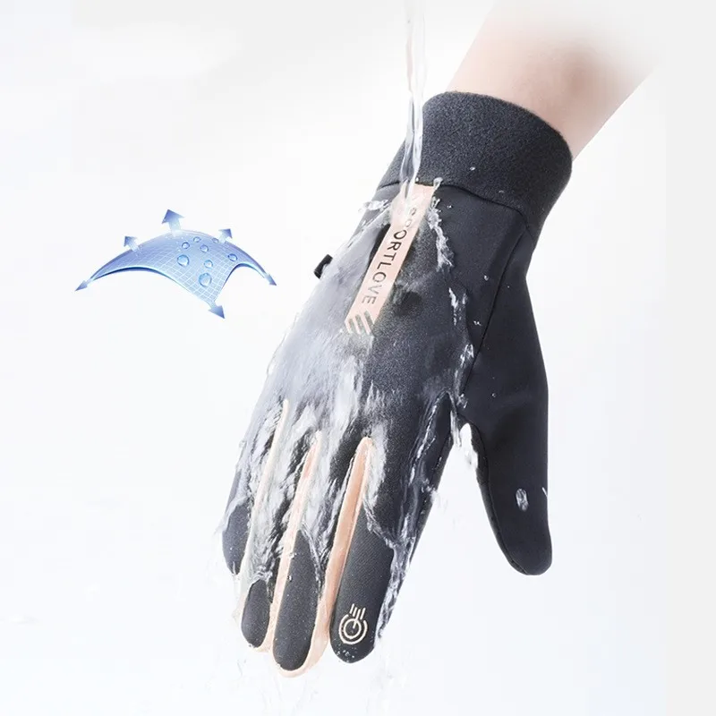 Winter Warm Cycling Gloves Touchscreen Waterproof Non Slip Elastic Gym Motorcycle Mtb Electric Bicycle Fleece Glov