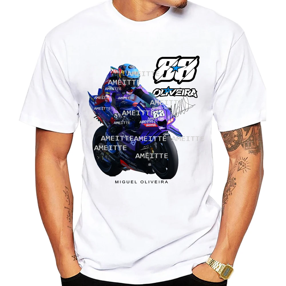 2025 جديد ميغيل Oliveira 88 GP سباق رايدر تي شيرت الرجال قصيرة الأكمام كول ركوب الرياضة الصبي عادية تيز دراجة نارية ركوب القمم البيضاء #4