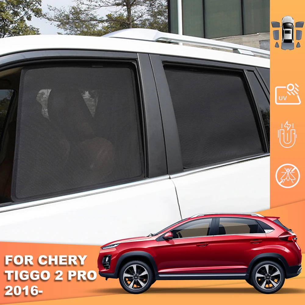 

For Chery Tiggo 2 Pro 2016-2024 Magnetic Car SunShade Shield Front Windshield Curtain Rear Side Baby Window Mesh Sun shade Visor