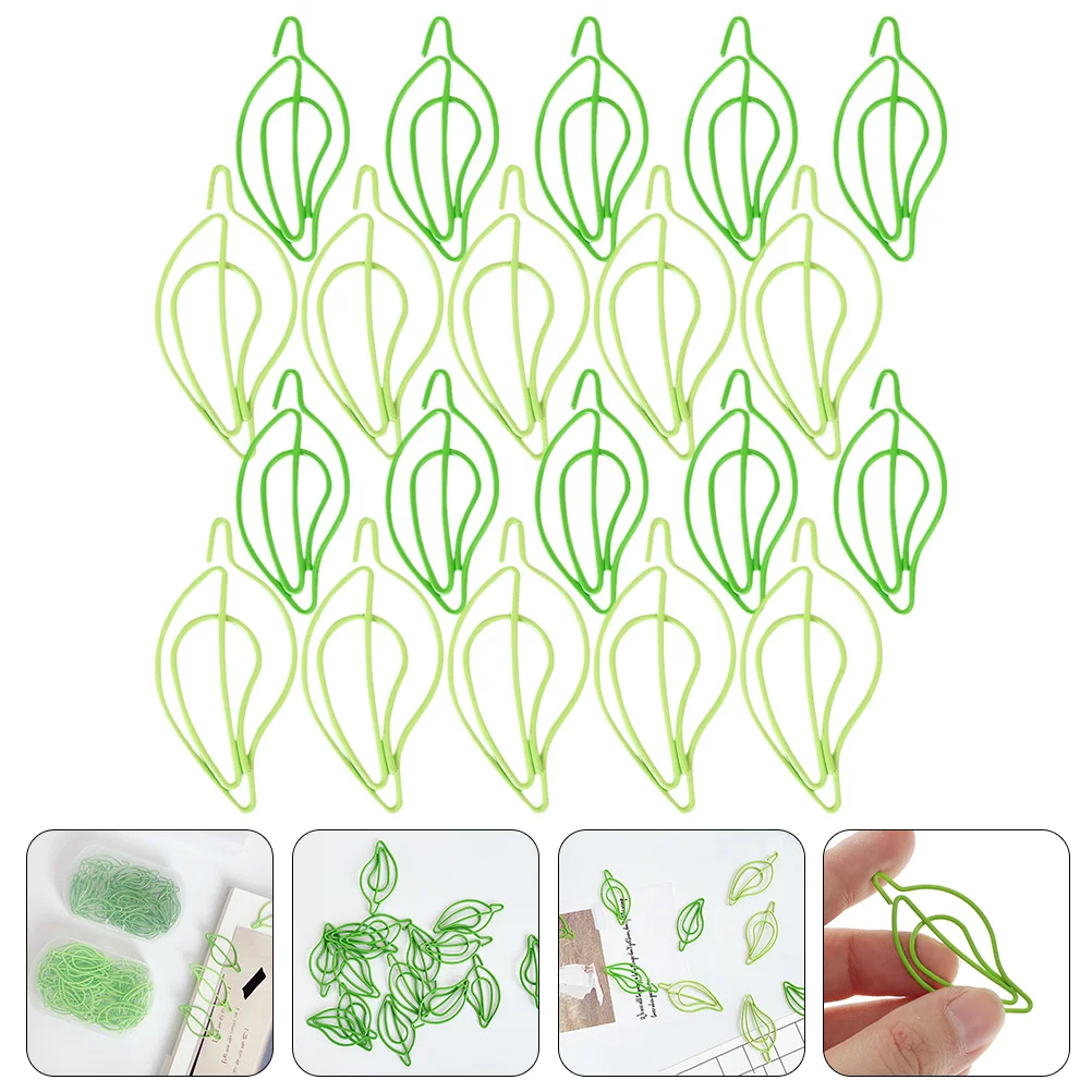 30 Pcs Creative Paper Clip Leaf Shaped Clips Colored Mini Office Paperclips Document Pp Clamp for Paperwork Fun