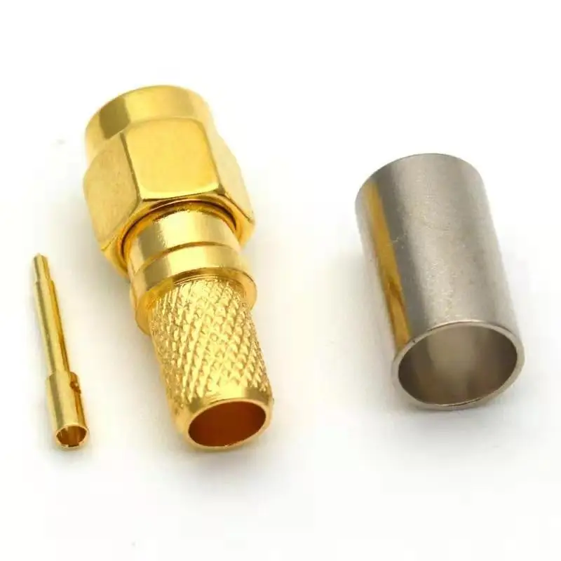 5pcs/lot LMR240 SMA Male Female Connector SMA Female Male Crimp for  RG59 LMR240 CNT240 Coaxial Cable Jumper Brass Gold Plated