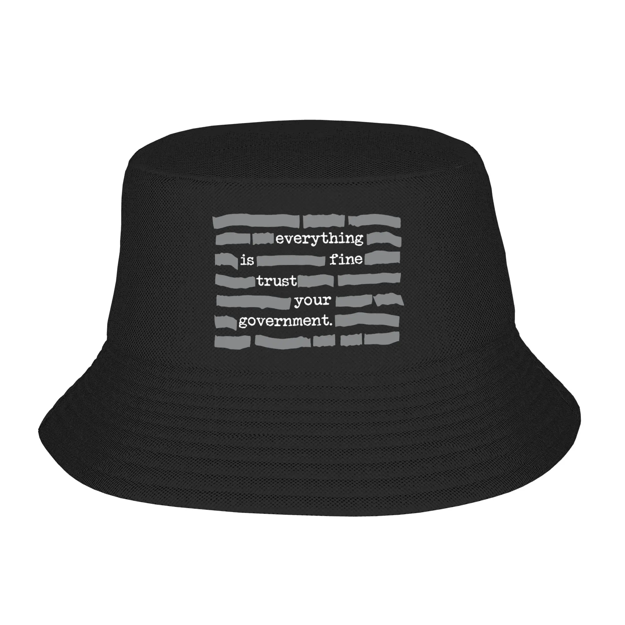 Everything Is Fine Trust Your Government  Bucket Hat Gifts For Girl Cute  Vocation Caps For Travel Lightweight