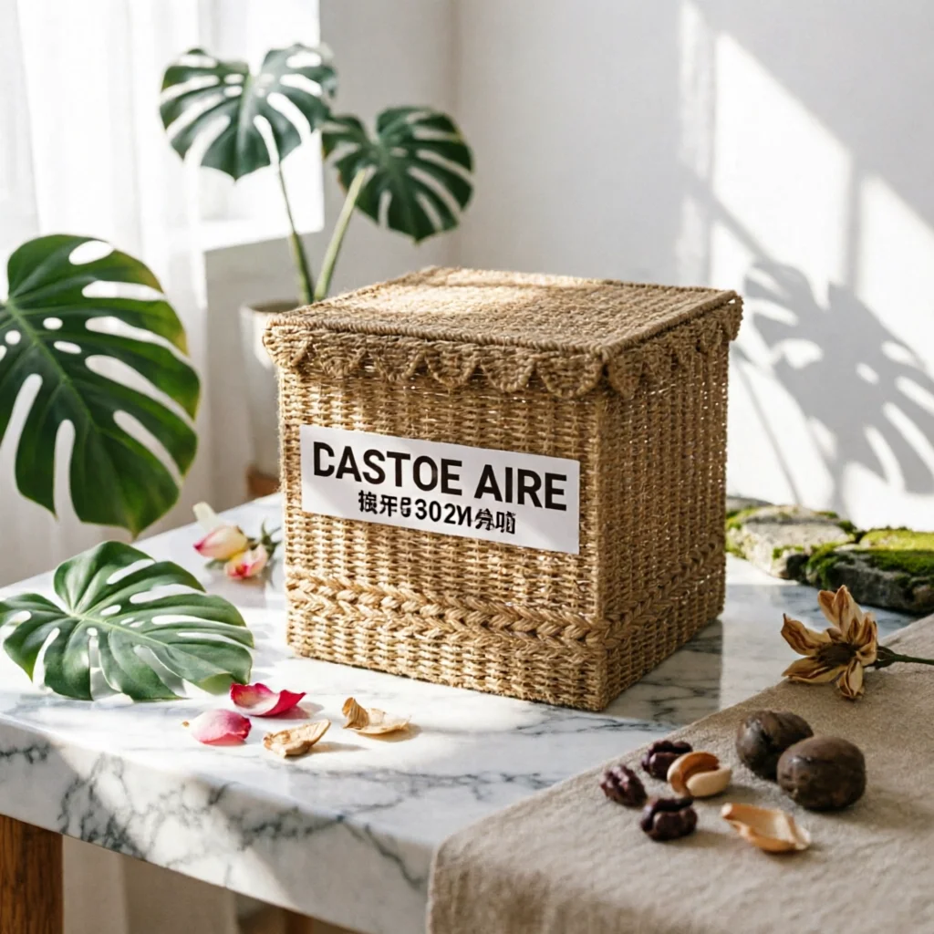Storage Basket with Lid Lined Rope Basket with Lining Braided Natural for Bedroom, Bathroom