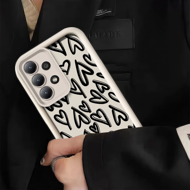 لينة حافظة لهاتف سامسونج جالاكسي A07 A06 A05 A05S A22 A12 A51 A71 A04E A04S A03 كور A32 الحب القلب نمط ماتي غطاء