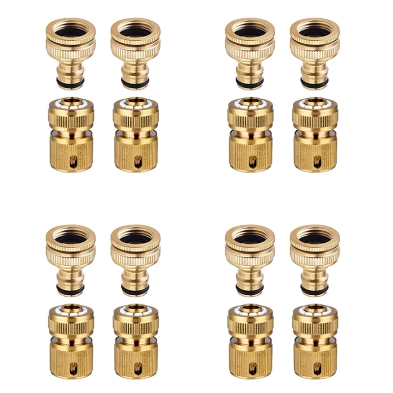 

16 Pieces Garden Hose Tap Connector 1/2 Inch And 3/4 Inch Size 2-In-1 And 1/2 Inch Hose Pipe Quick Connector