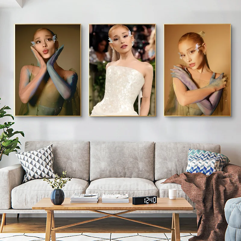 Hot Singer Ariana Grande Poster Self-adhesive Art Waterproof Paper Sticker Coffee House Bar Room Wall Decor
