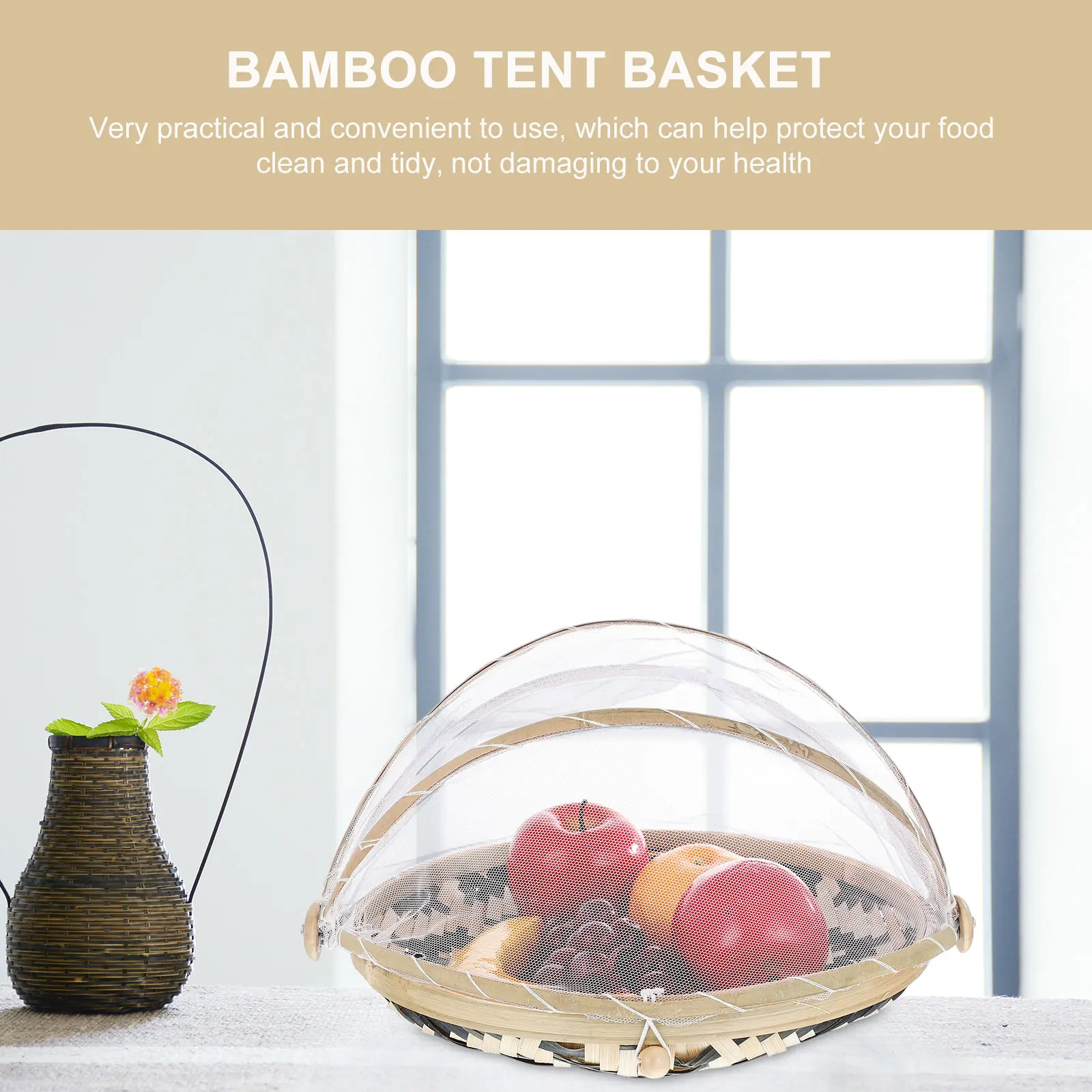 

Bamboo Food Basket Woven Container Cover Safe Sturdy Wear Resistant Long Use Kitchen Bar Bamboo Basket Accessories