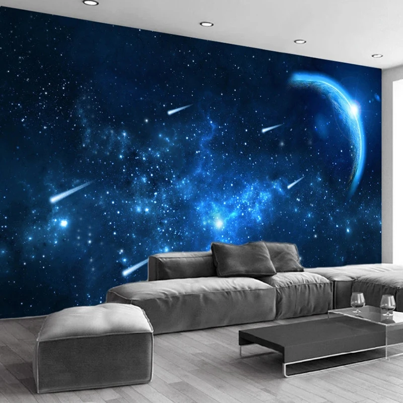 

Custom 3D Wallpaper Nordic Abstract Blue Starry Meteor Landscape Mural Living Room Bedroom TV Sofa Backdrop Home Decor 3D Fresco