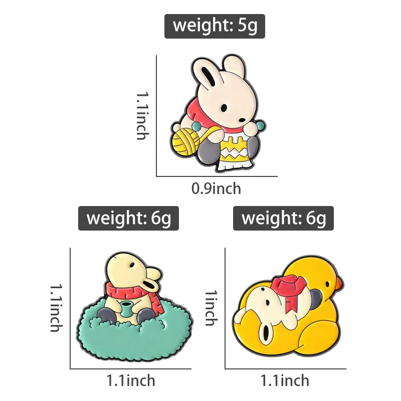 أرنب المينا دبوس لطيف شفاء نمط الأرنب الحياكة الراحة اللعب مع لعبة بطة دبابيس لحقيبة الظهر سترة هدية #3