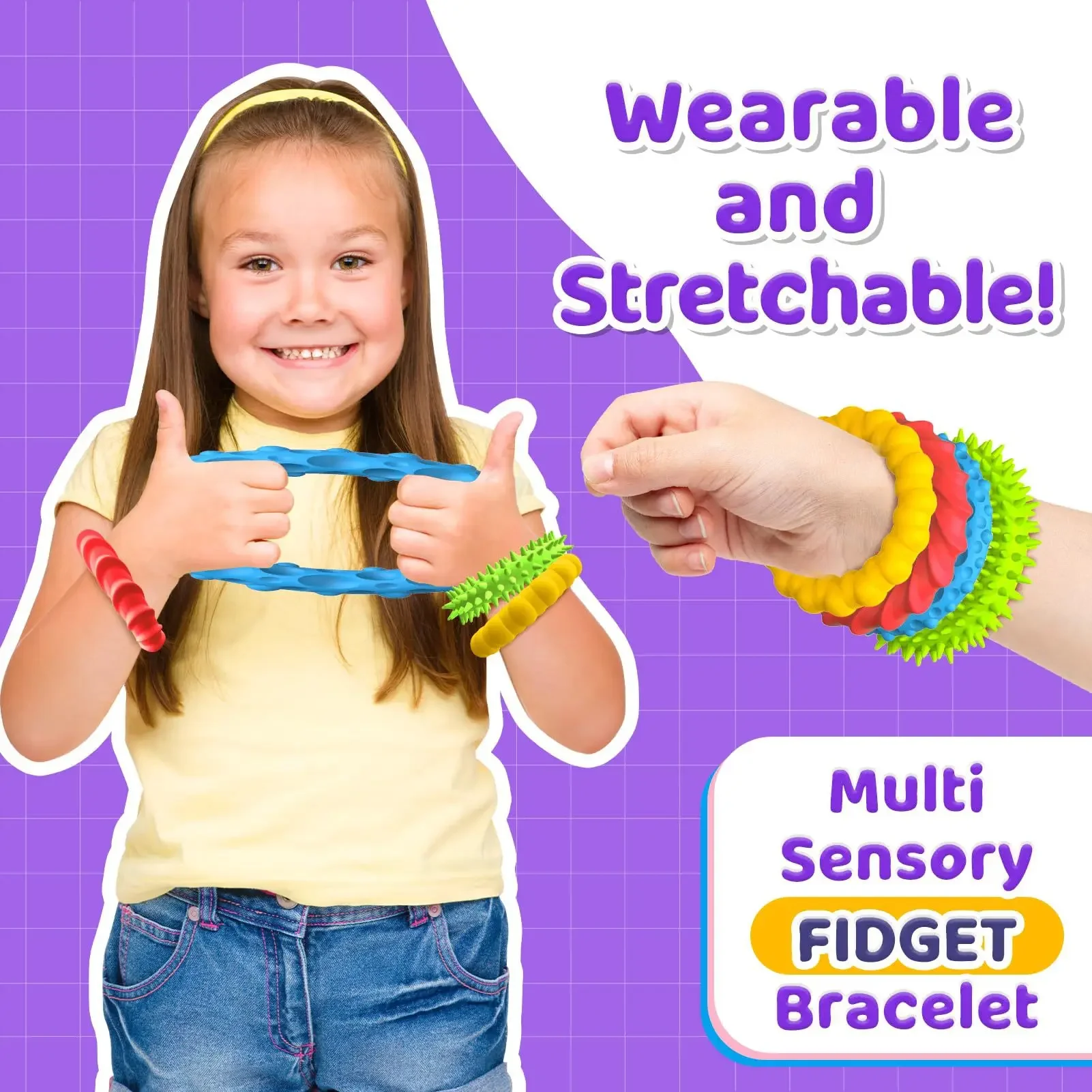 4 pièces adultes Pack autisme Bracelet sensoriel sensoriel Fidget jouets pour enfants pour des besoins spéciaux Bracelets extensibles autistes nouveau