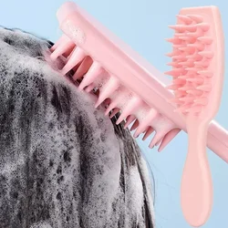 Manico esteso Shampoo in Silicone morbido massaggiatore per capelli del cuoio capelluto pettine per lavaggio dei capelli spazzola per doccia spazzola per massaggio Spa per bagno strumento per capelli di bellezza